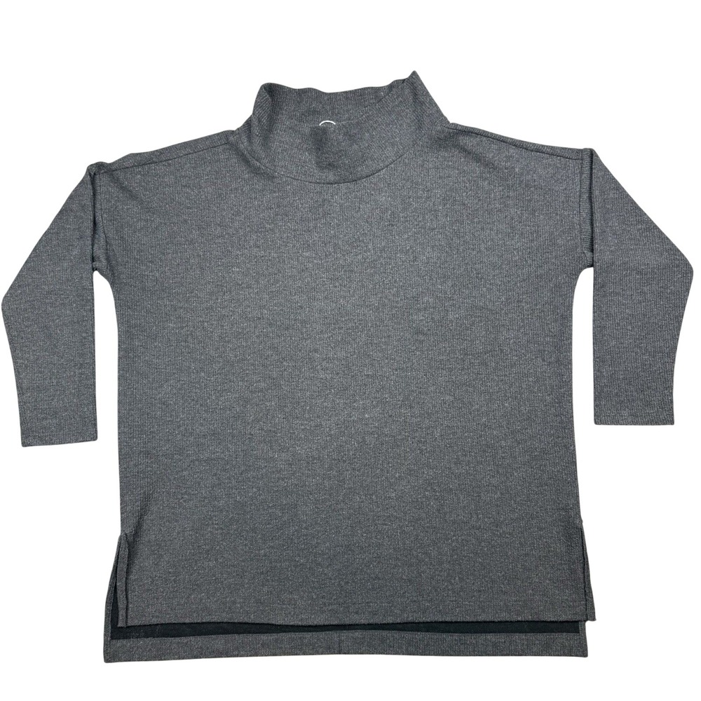 Anthropologie Sweater Women's Large Gray Mock Neck Pullover Knit Boho Preppy